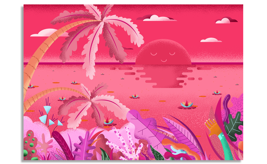 Pink Sunset Illustration